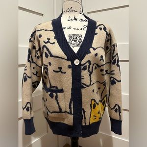 Cider cardigan with cat design